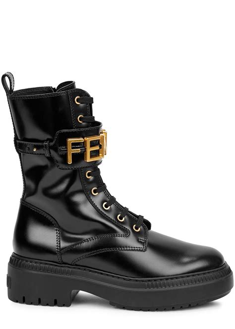 fendi logo combat boots